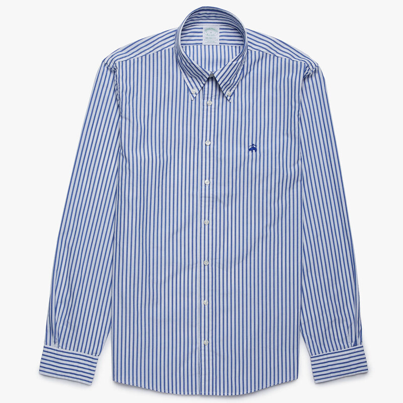 Brooks Brothers Camicia sportiva Milano slim fit in cotone, colletto button-down - male Camicie sportive Blu Bengala M