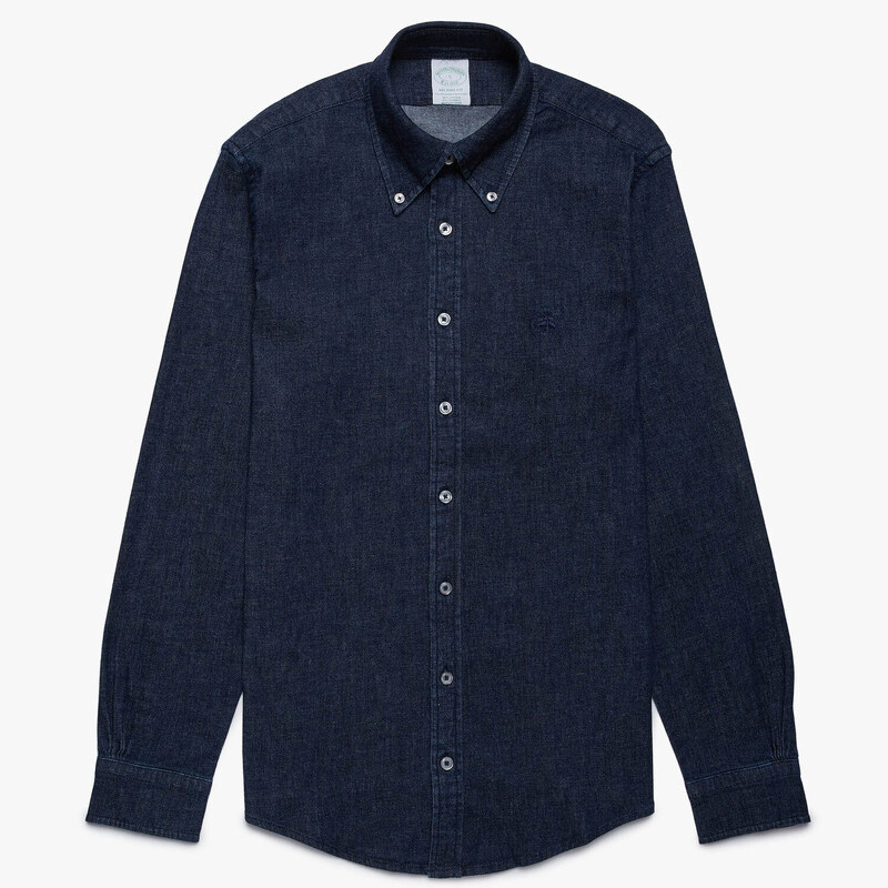 Brooks Brothers Camicia sportiva Milano slim fit in denim, colletto button-down - male Camicie sportive Denim scuro S
