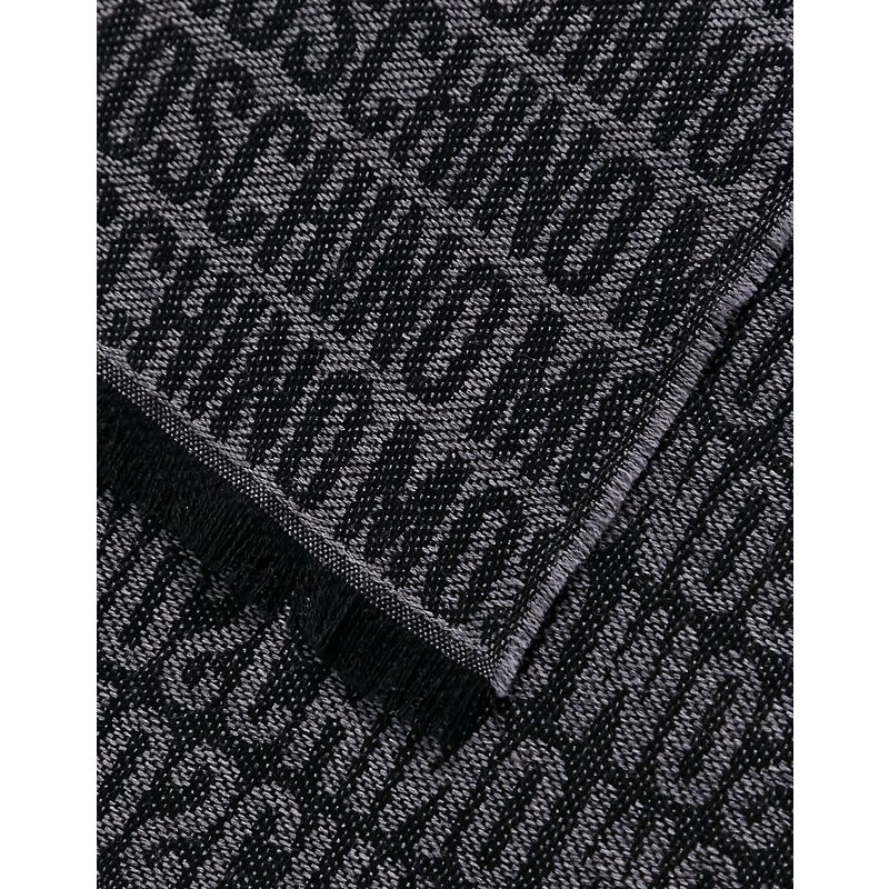 Moschino - Sciarpa grigia in lana con motivo del logo-Grigio