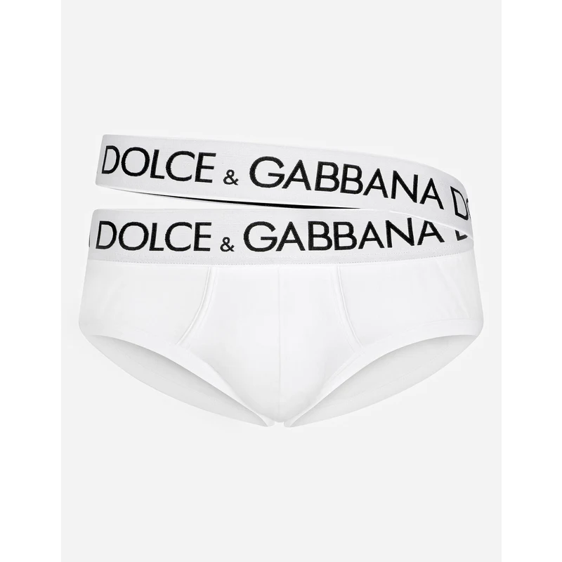 Bi-pack slip medio cotone stretch in White da Uomo | Dolce&Gabbana Bi-pack slip medio cotone stretch in White da Uomo | Dolce&Gabbana