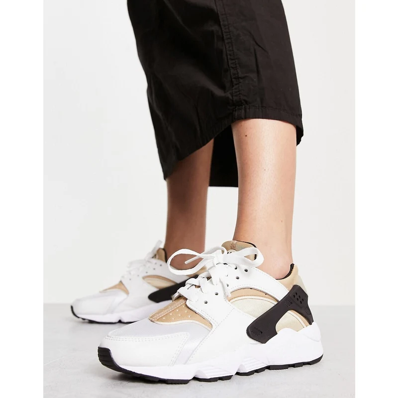 Nike Air Huarache Sneakers bianche, nere e beige canapa