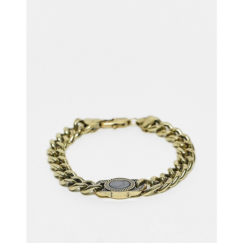Icon Brand - Corazon - Bracciale a maglie ovali e pietra composita-Oro