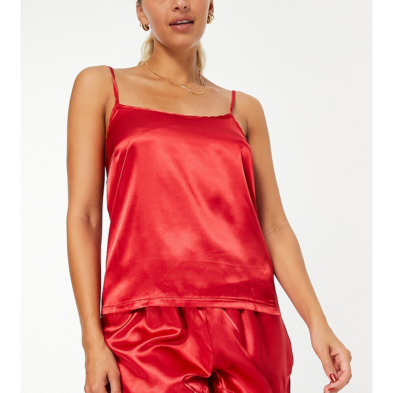Missguided - Completo pigiama con 7 pezzi in raso rosso