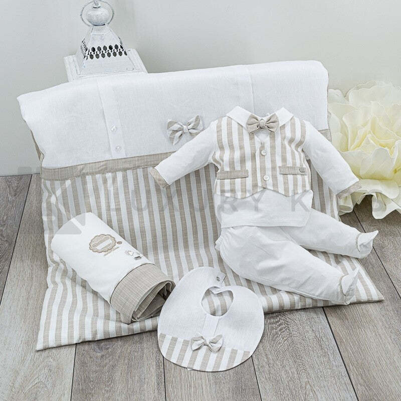 Corredino Nascita Neonato A Righe Beige 1 MESE Ninnaoh
