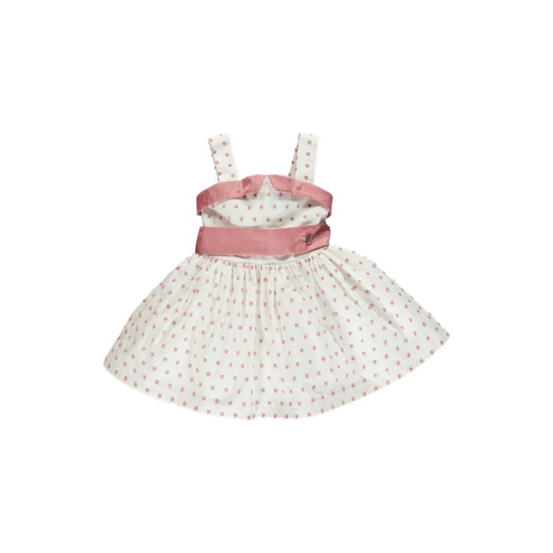 Vestito Elegante Cerimonia in Plumetis Bianco-Rosso Bambina GOY