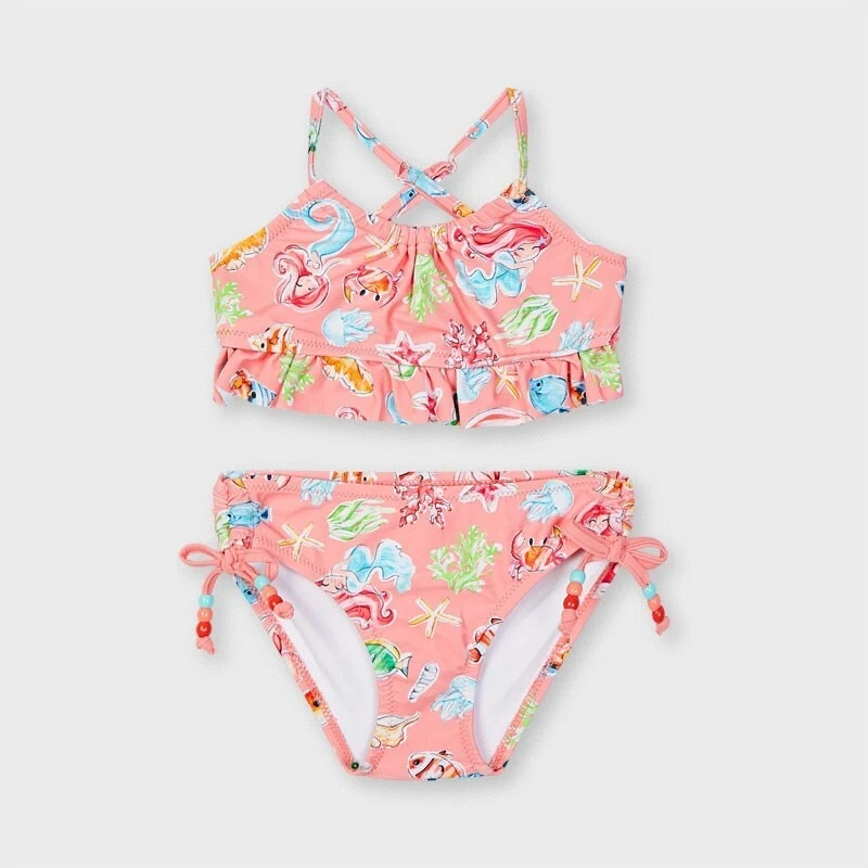 Bikini Con Pareo Mayoral Per Neonata - Motivo Flamingo, Taglia 12 Mesi, Lavabile In Lavatrice