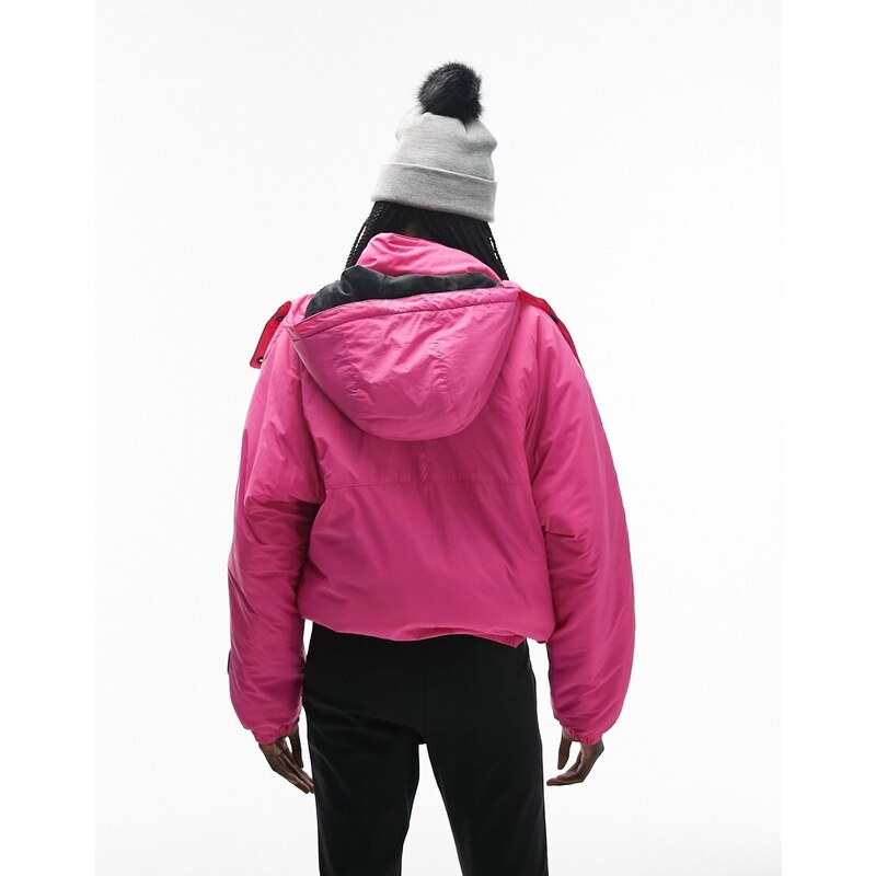Topshop - Sno - Piumino rosa da sci con cappuccio