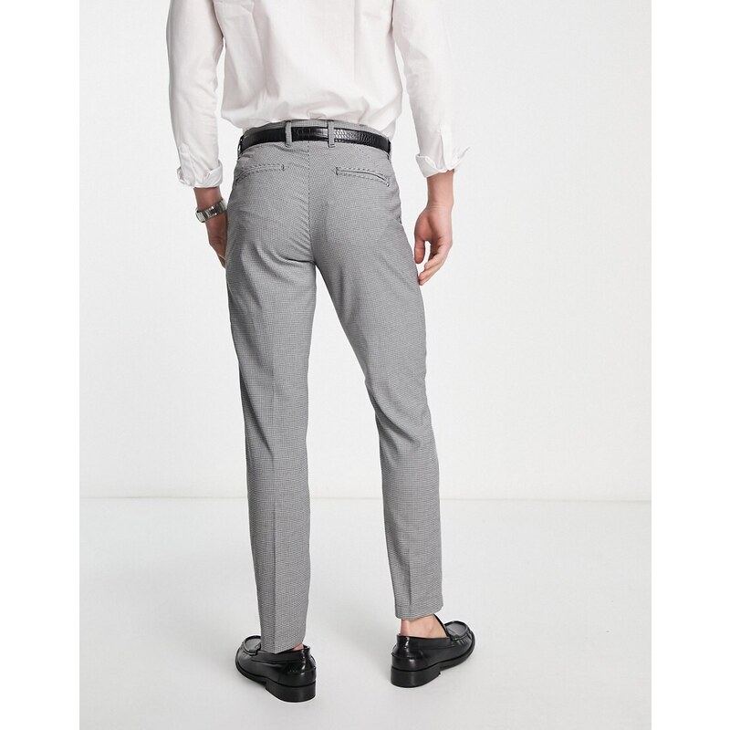 New Look - Pantaloni da abito slim con motivo pied de poule-Nero