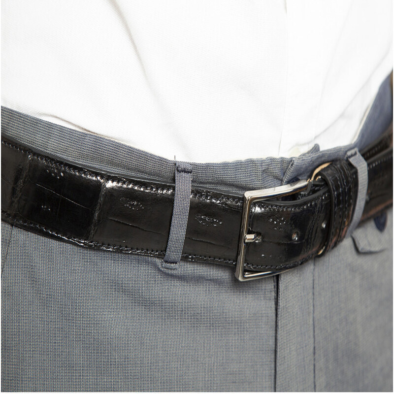 Leather Trend Charlie - cintura nera in vera pelle di coccodrillo