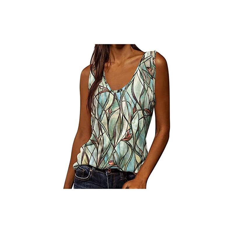 GOBLES Canottiera Donna Sexy Senza Maniche - Top Elasticizzato In Poliestere E Spandex, Vestibilità Aderente, Colore Verde, Taglia XL