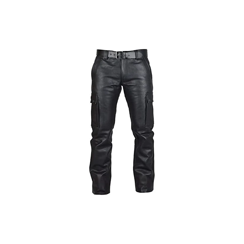 Caxndycing Pantaloni da Uomo in Pelle PU, Caldi Pantaloni da Allenamento, Similpelle Opaca, Aderenti, Antivento e Impermeabili, Z71 Nero, L