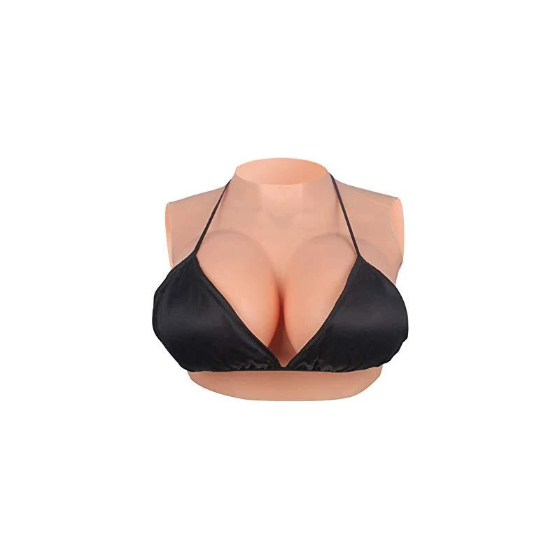 WASHLA Artificiale Tette Riempito Silicone Forme del Seno Realistiche B-E Coppa Collare Rotondo Seno Finto per Drag Queen Cosplay(Size:Coppa D,Color:Color 2