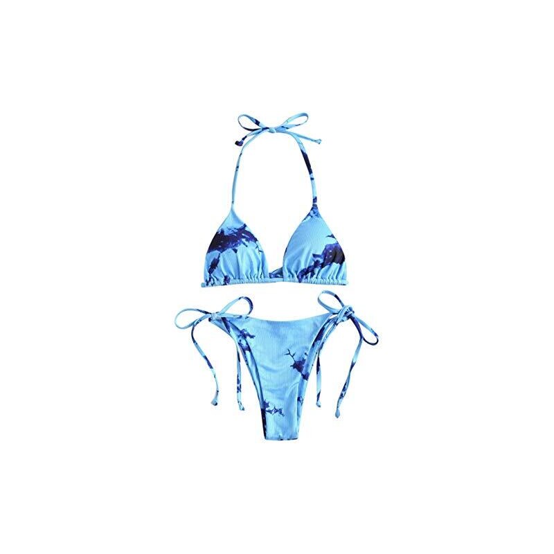 Bikini Metallizzato 3 Pezzi Per Donna – Set Triangolo Con Gonna Da Spiaggia – Imbottitura Rimovibile