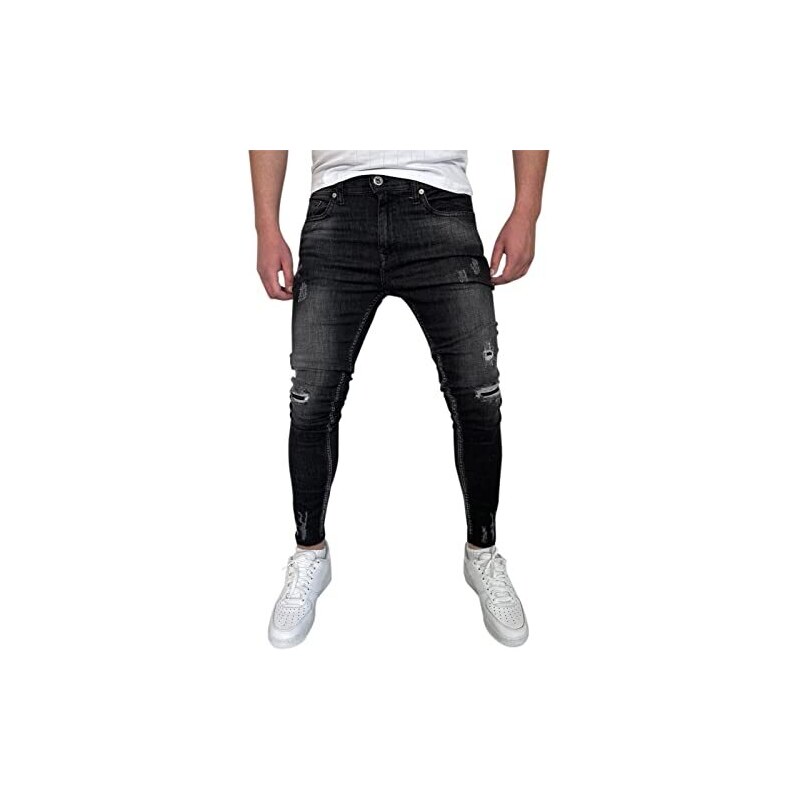 Kobilee Pantaloni Jeans Uomo Regular Casual Stretch Jeans Y2K Hip Hop  Invernali Jeans Strappati Felpati Elasticizzati Baggy Jeans Slim Fit Vita  Bassa Jeans Skinny Taglie Forti Larghi 