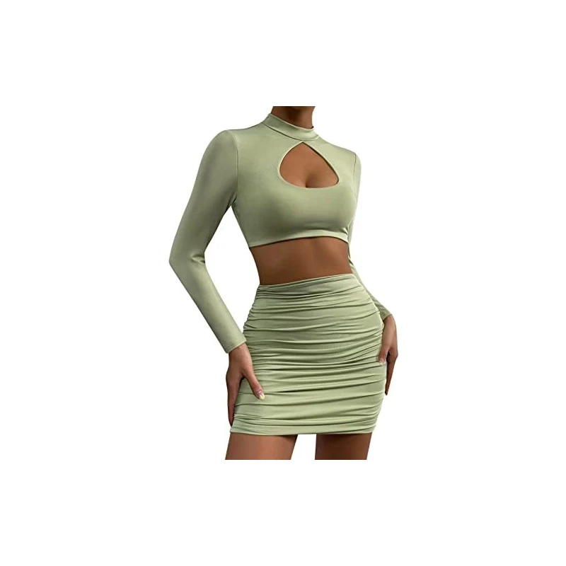 GORGLITTER Top Donna Maniche Lunghe Scollo A Cuore Trasparente Con Coulisse – Crop Top Elegante E Sexy