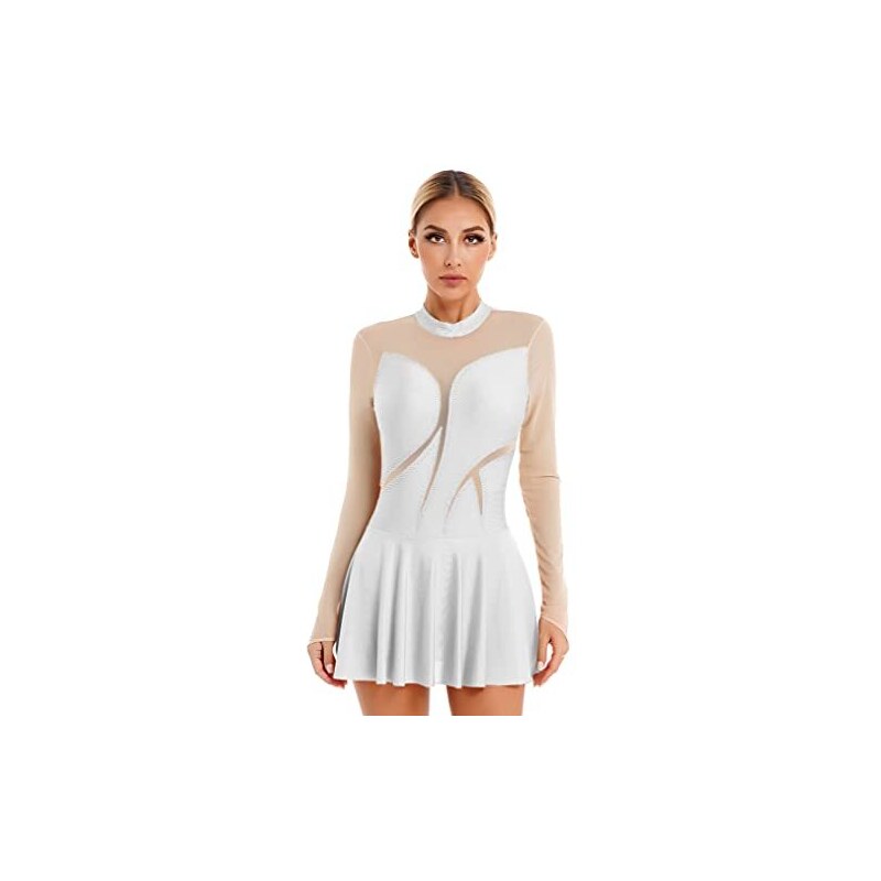 Justaucorps Robe Danse Contemporaine Femme – Strass Scintillants, Sans Manches, Dos Nu Croisé, Patinage Artistique & Gymnastique
