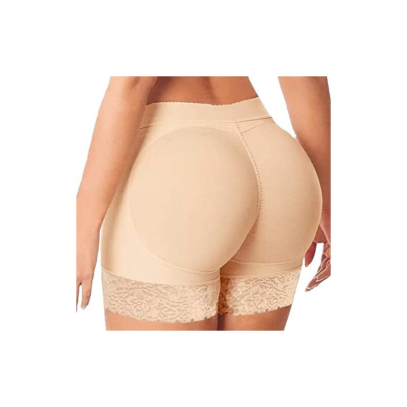 FDEETY Modellante da Donna Contenitiva Push Up Hip Enhancer Pad Pantaloncini Intimo Senza Cuciture Tummy Control Body Shaper Pantaloncini Faja Beige