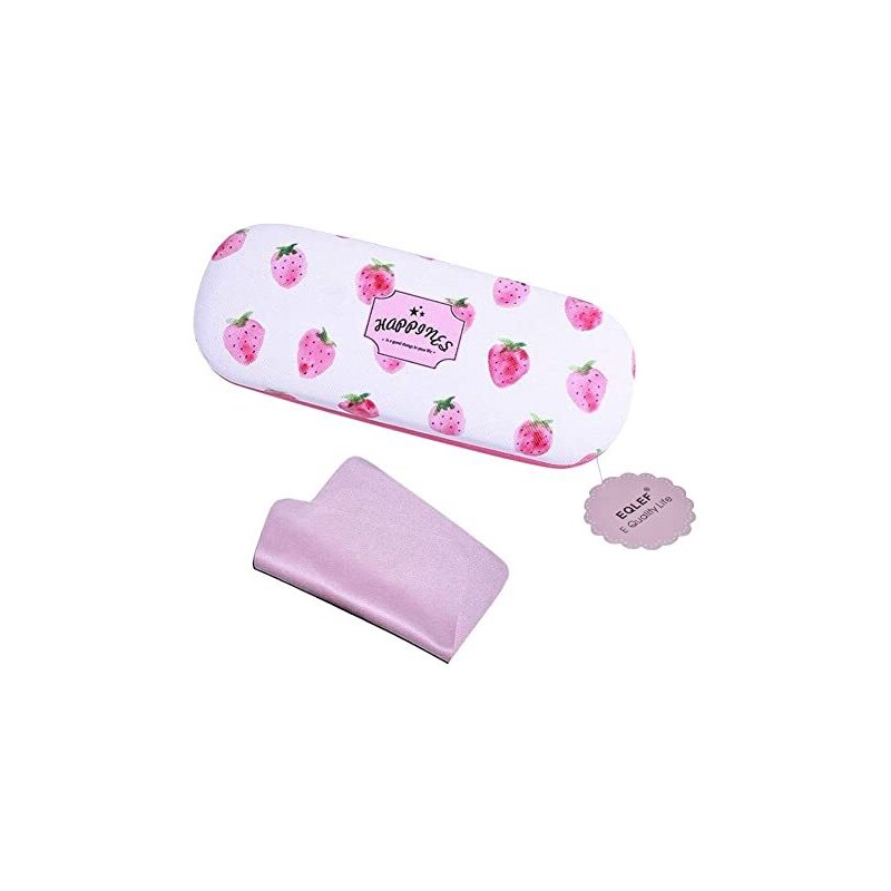 EQLEF Occhiali Scatola di cuoio Custodia Rigida Occhiali Bambini, Hard Shell Occhiali Caso Strawberry Occhiali Caso Portatile Occhiali Caso per Donne Cartoni Animati Bambini Occhiali Caso Occhiali Caso Occh