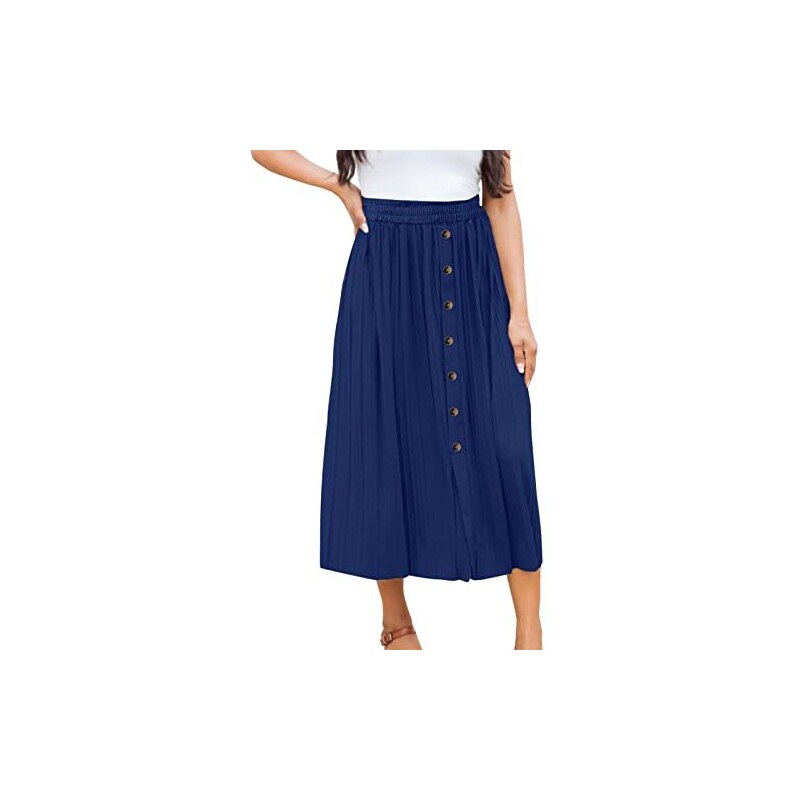Maxi Gonna Lunga Estiva Iandroiy Per Donna, Vita Alta, Plissettata, Fluida, Con Tasche, Taglie Comode