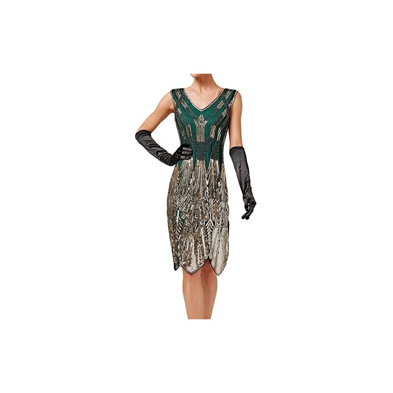 Abo vintage anni '20 con paillettes e frange di LVNES, adatto per