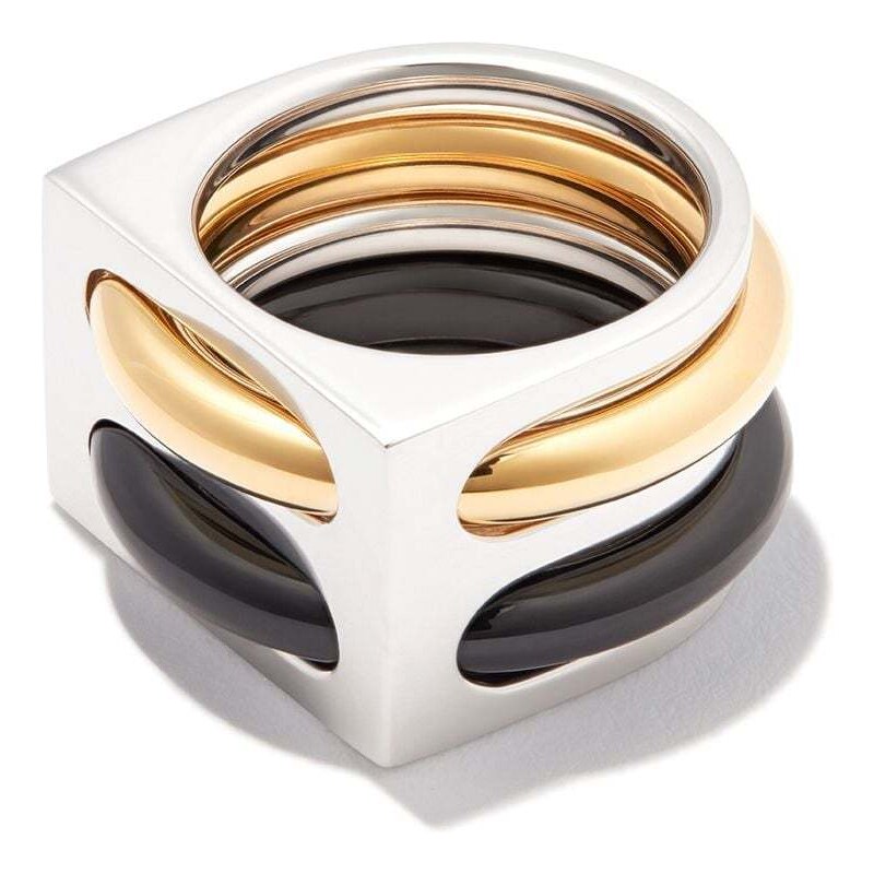 Andralok Orecchini A Perno Quadrati Mackintosh - Oro Giallo 9kt Con Pietra Vera