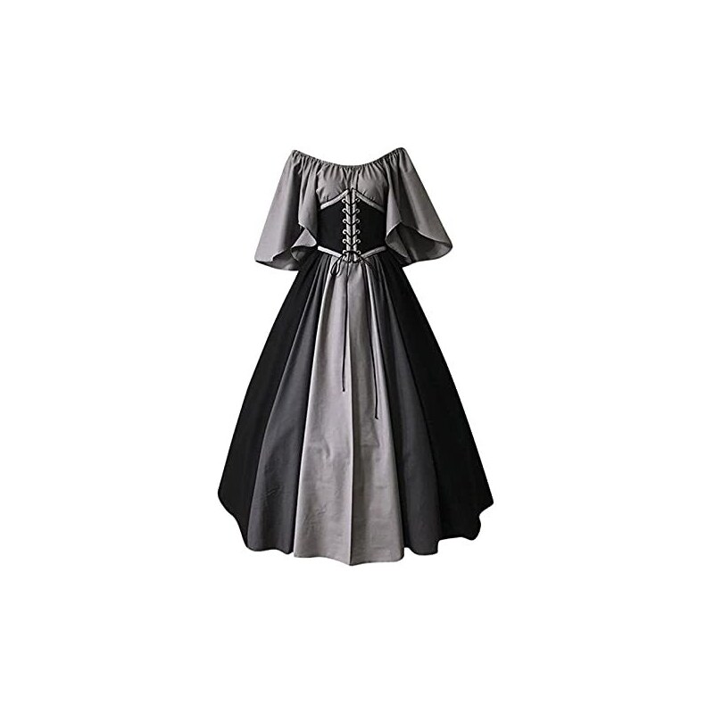 Vestito Rinascimentale Donna Scarlet Darkness - Medievale, Vita Alta, Maniche A Campana