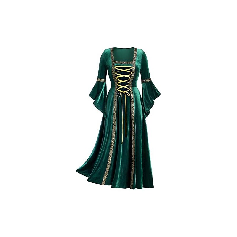 Costume da donna medievale gotico, elegante, stile steampunk, stile retrò, abito rinascimentale vittoriano, abito da principessa, abito da ballo per Halloween, feste in maschera, carnevale
