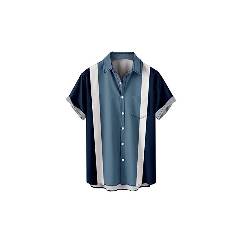 OEAK Camicia Uomo In Lino E Cotone, Maniche Corte, Scollo A V, Tinta Unita Bianca, Taglia XL - Estiva Casual