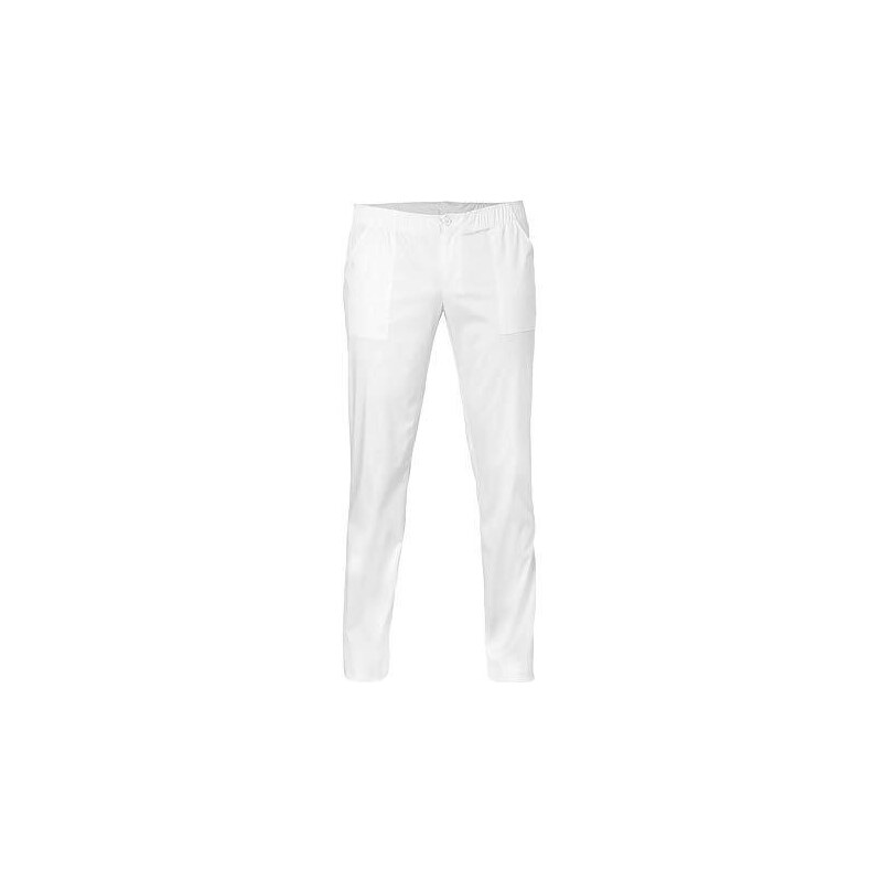 GIBLOR'S Pantalone Bianco Da Cucina Mod. Enoch – Lungo, Con Cintura Elastica, Chiusura A Bottone E Tasche Multiple