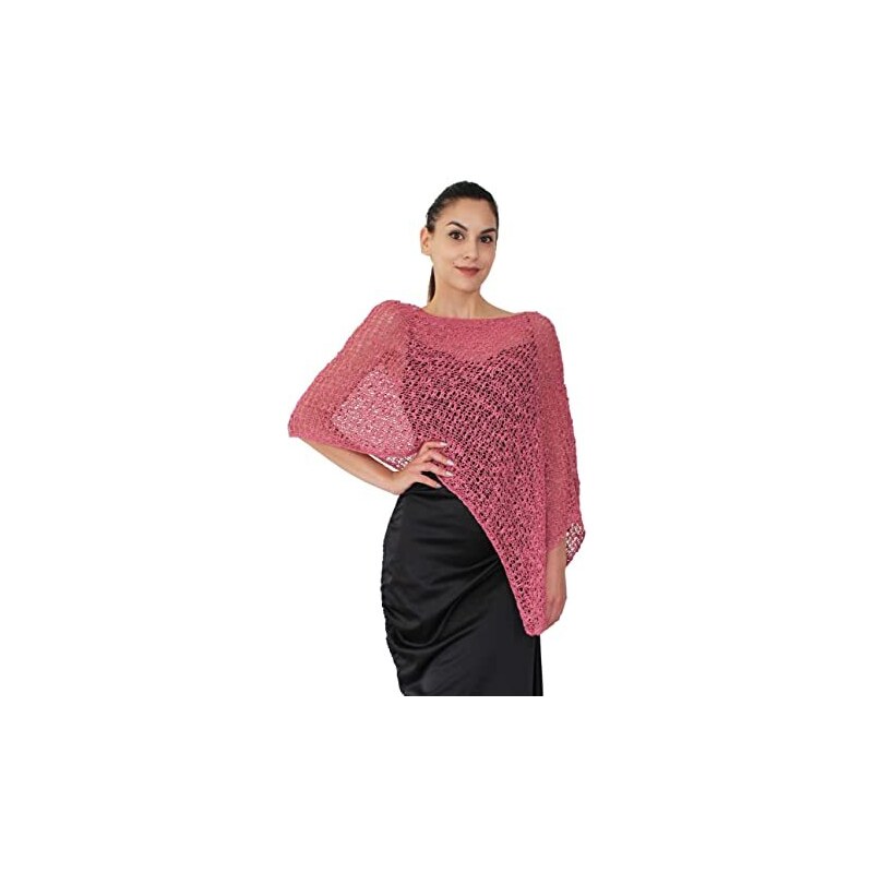 Poncho Invernale Donna Elegante - Stile Pipistrello, Colori Rasta, Con Cappuccio E Nappe, Taglia Unica!