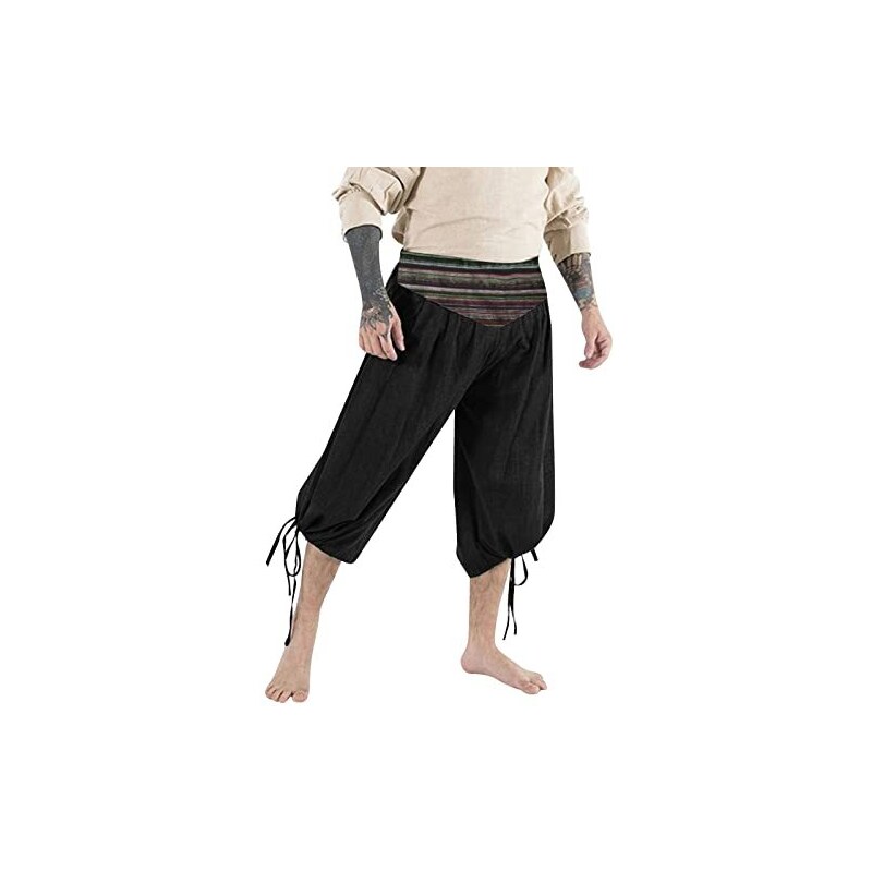 Caxndycing Pantaloni da uomo medievali vichinghi Celti, pantaloni da  pirata, in stile retrò, rinascimentale, per cosplay, costume corto con  lacci, pantaloni estivi vichingo, pirata, costume medievale, 