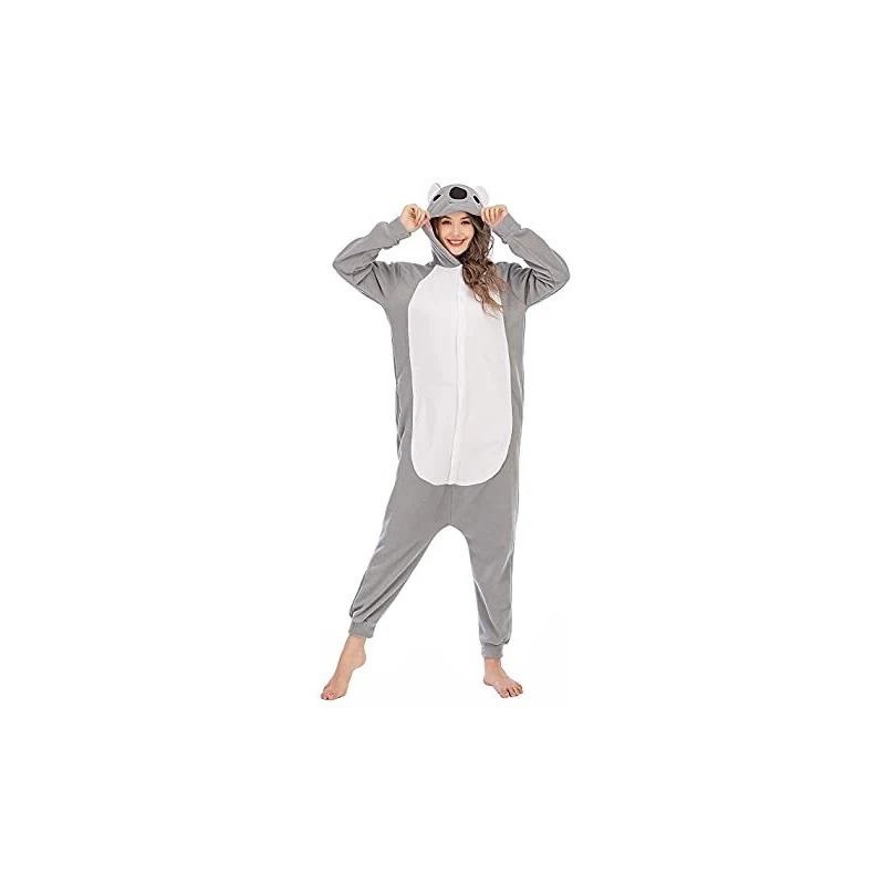 Unisex Pigiama Onesie Tuta Animali In Flanella, Costume Da Animale Intero Per Adulti, Con Tasche E Cerniera, Per Halloween E Carnevale, Varie Taglie - 2
