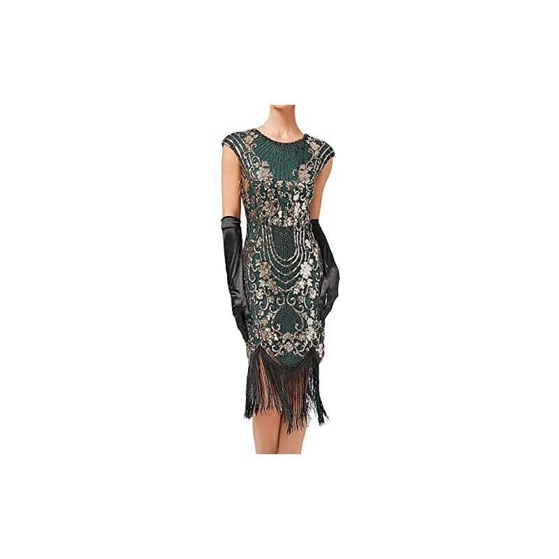 Abito Donna Anni '20 BABEYOND - Stile Flapper Grande Gatsby, Con Paillettes E Frange, Per Feste