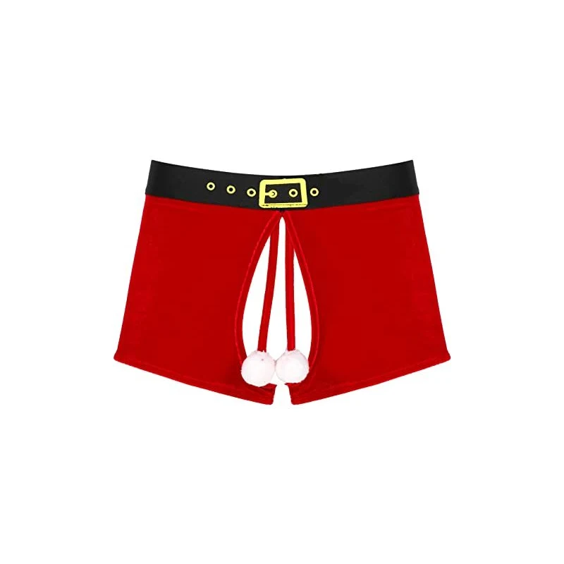 TiaoBug Boxer Uomo Natalizio Divertente Velluto Tanga Thong Slip