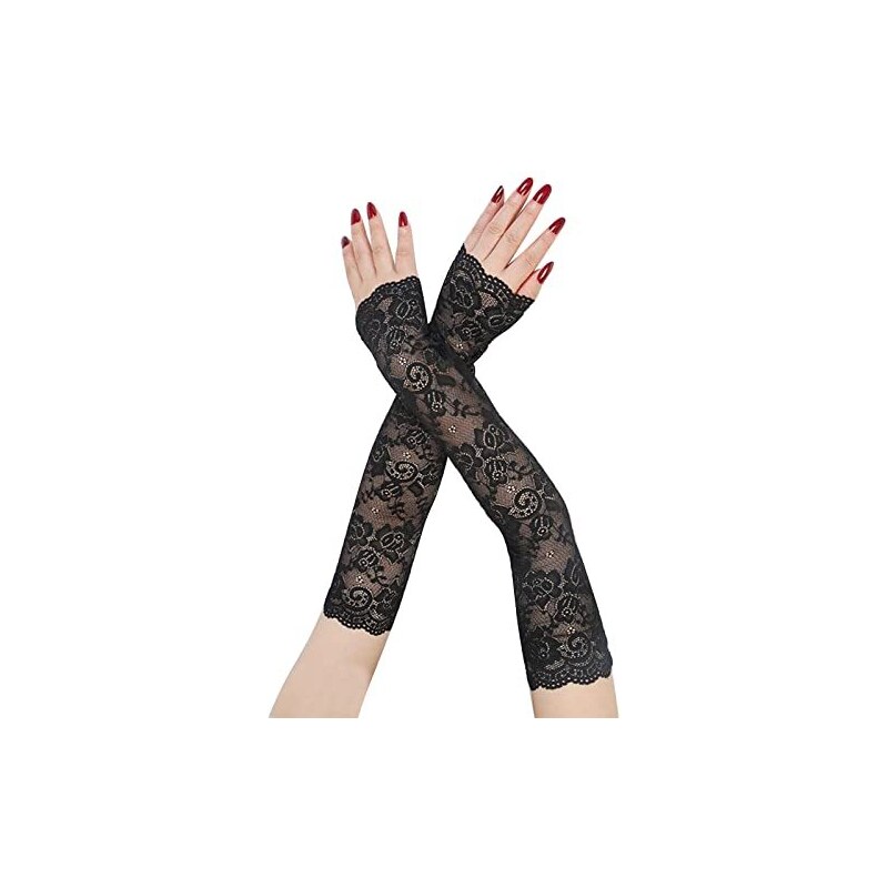 Guanti Lunghi In Pizzo Vintage Yolev - Per Sposa E Serate Eleganti | Lunghezza 40cm - Foto 6