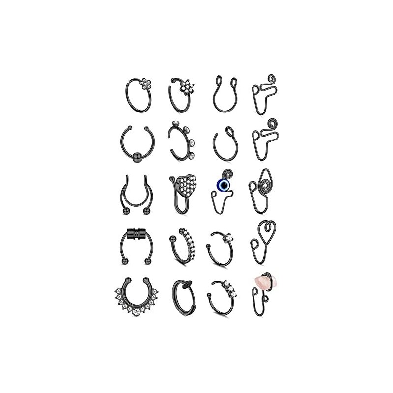Set Di 3 Anelli A Cerchio Per Naso, Argento, Regolabili, Stile Retrò Punk, Gioielli Corpo Unisex