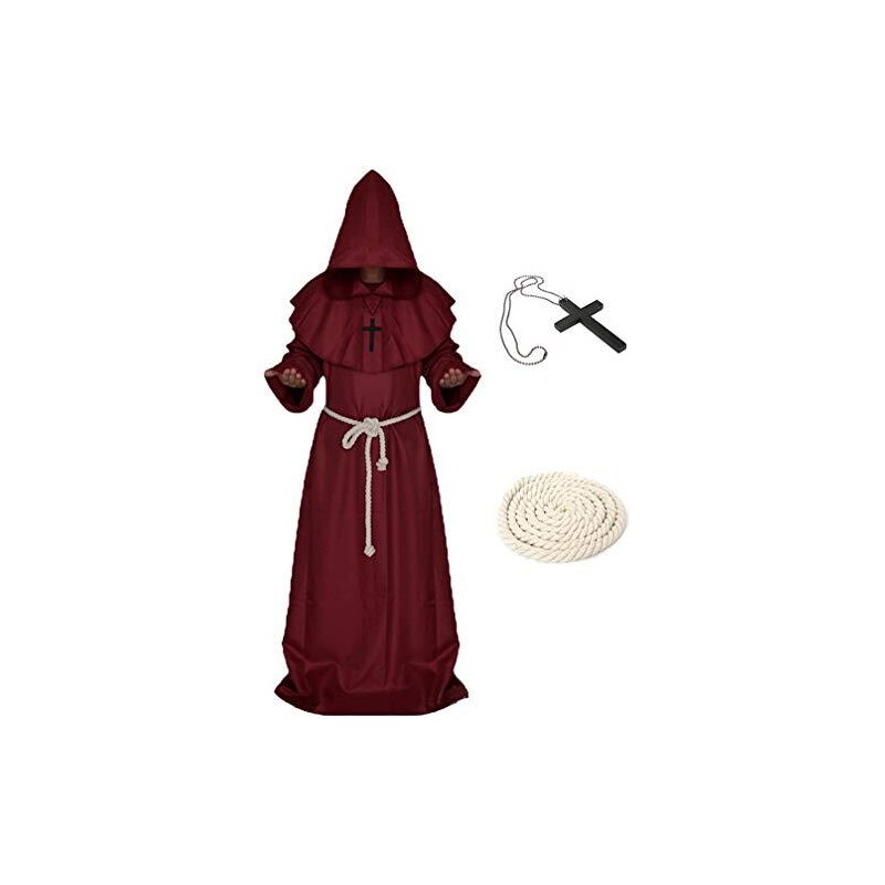 Costume Da Monaco Medievale BLESSUME Con Cappuccio E Croce – Perfetto Per Halloween E Cosplay - 4