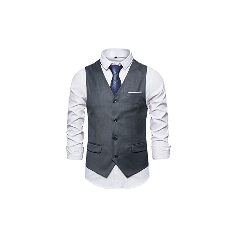Gilet Uomo Elegante In Tweed Scozzese - Slim Fit, Senza Maniche, Per Matrimoni - Foto 9