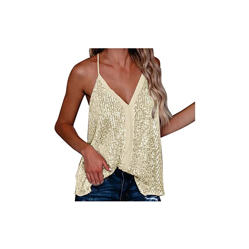Canotta Donna Scollo A Scoop, Senza Maniche, Elasticizzata, Liscia Con Spalline, Clossy