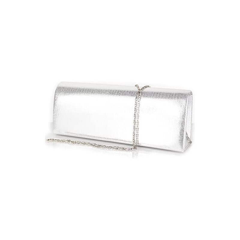 Pochette Donna In Raso Plissettato - Borsa Sera Con Catena - Oro/Nero/Champagne - Elegante E Versatile - Foto 2
