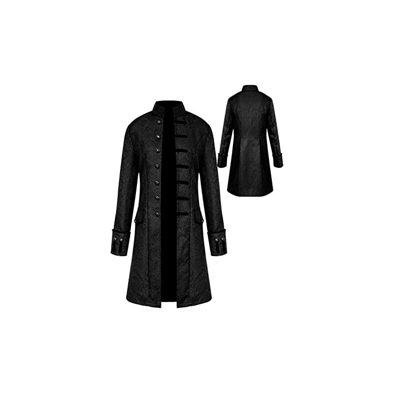 Giacca Uomo Stile Steampunk Vintage Vittoriano - Nera, Manica Lunga, Chiusura A Bottoni, Taglia XL, Per Halloween E Rievocazioni
