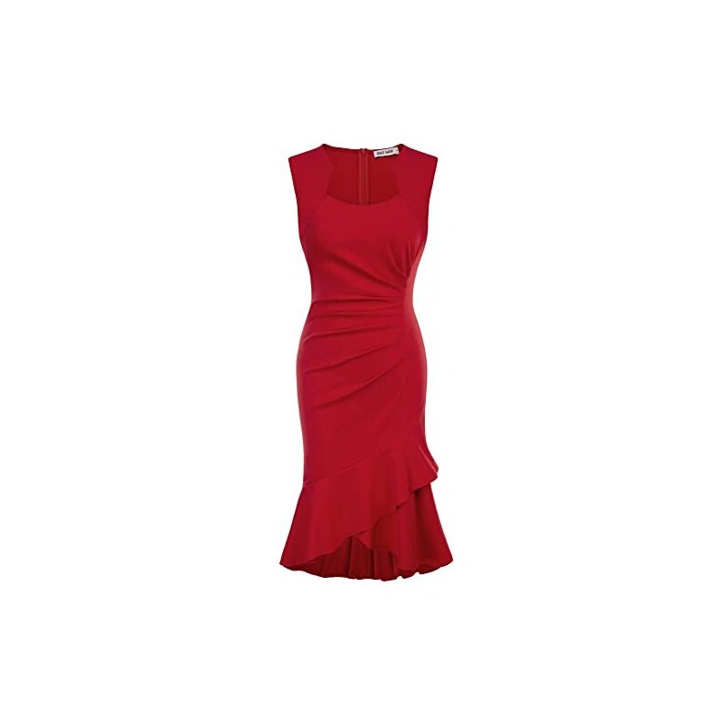 GRACE KARIN Vestito Donna Seta Elegante Abito Raso Girocollo Corpetto