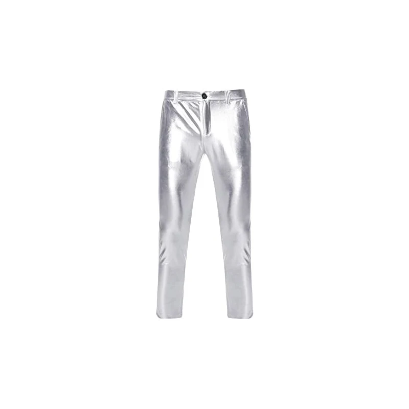 Pantaloni Uomo Oro Metallizzato - Gamba Dritta, Vita Media, Perfetti Per Feste E Serate Glamour - Foto 9