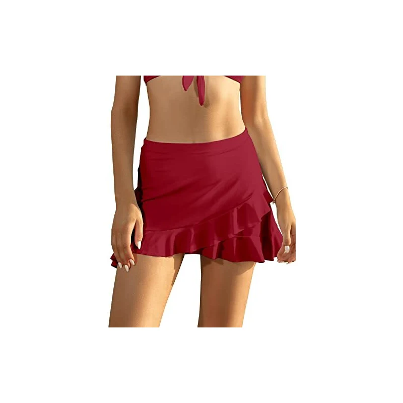 SHEKINI Gonna Da Bagno A Vita Media Con Slip Integrato E Lacci Laterali – Controllo Pancia, Rosa, Taglia XL