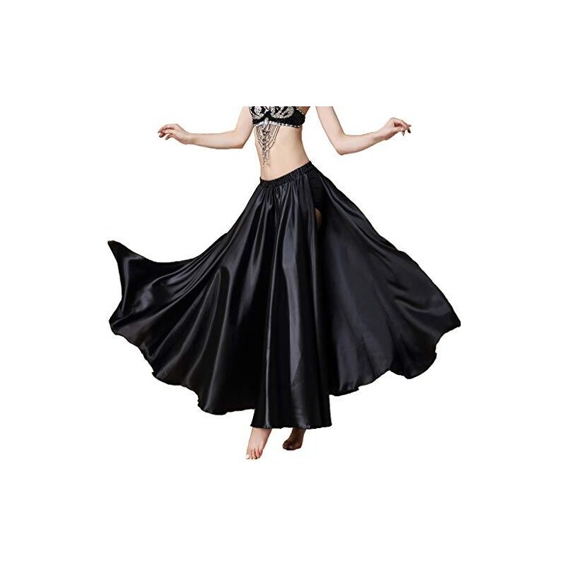 Gonna Lunga MUNAFIE In Raso Per Danza Del Ventre | Con Fessure Laterali | Taglia Unica (Vita 26.8-41.3 Pollici) - Foto 2