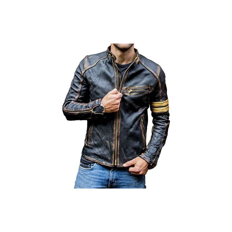 Infinity Leather Giacca Uomo In Vera Pelle Nera Trapuntata - Stile Motociclista Da Corsa, Taglia 3XL, Con Cerniera YKK E 4 Tasche