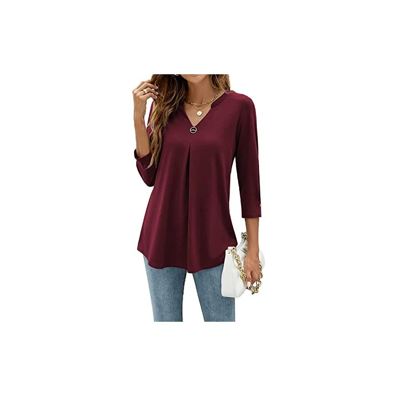 Camicetta Donna A Quadri Maniche Corte - Scollo A V Con Bottoni, Casual E Comoda - Foto 6