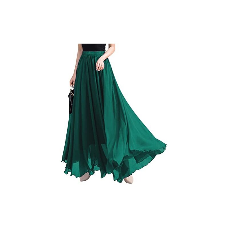 ANIMQUE Donna Gonna Tulle Midi Plissettata Elastico Alta Vita Elegante Gonna Matrimoni Festa Lunghezza 78cm, Arancione Scuro