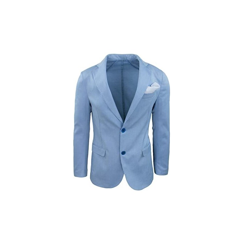 Evoga Giacca Blazer Uomo Blu Nero Grigio Slim Fit Elegante Formale Casual  Cerimonia (S, A1 Azzurro) 