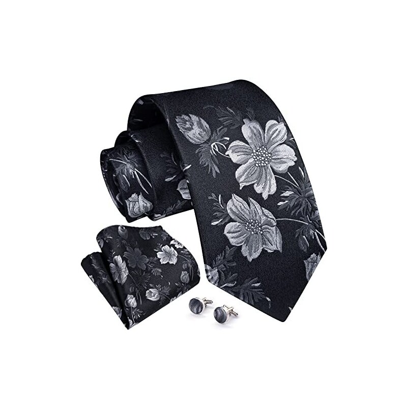enlision-cravatta-uomo-eleganti-cravatta-nera-a-fiori-set-cravatta-e